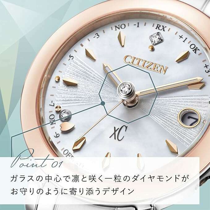 ROOK JAPAN:CITIZEN XC ECO-DRIVE FLORET DIAMOND MODEL SILVER & PINK LADIES WATCH ES9445-73W,JDM Watch,Citizen xC