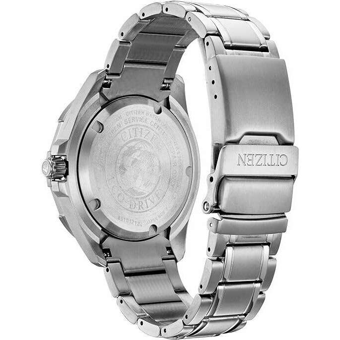 ROOK JAPAN:CITIZEN ECO DRIVE DIVER'S 200M SILVER STRAP BLACK DIAL MEN WATCH BN0200-56E,JDM Watch,Citizen Promaster