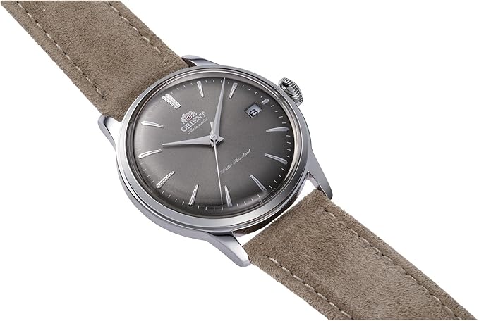 ORIENT BAMBINO CLASSIC LEATHER STRAP BROWN & IRON GREY MEN WATCH RA-AC0M13N