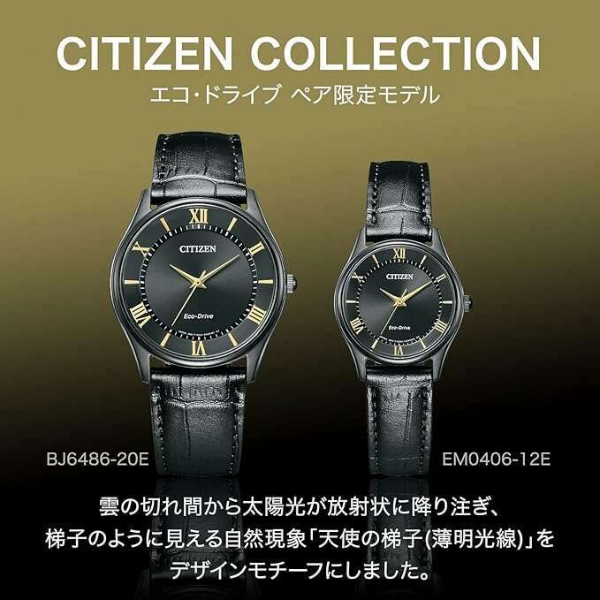 ROOK JAPAN:CITIZEN COLLECTION ECO-DRIVE ANALOG ALL BLACK LEATHER STRAP LADIES WATCH EM0406-12E,JDM Watch,Citizen Collection