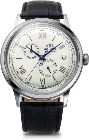 ORIENT BAMBINO AUTOMATIC LEATHER STRAP SILVER & WHITE MEN WATCH RN-AK0701S