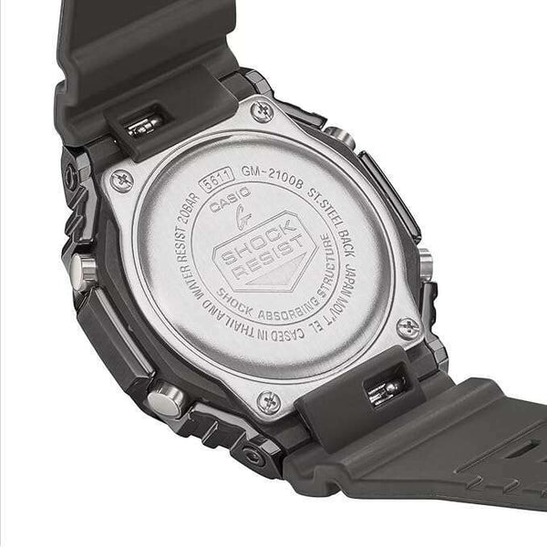 CASIO G-SHOCK METAL COVERED ANALOG DIGITAL BLACK & RED MEN WATCH