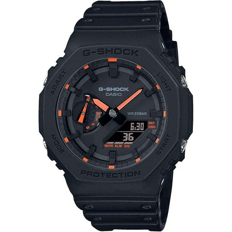 ROOK JAPAN:CASIO G-SHOCK NEON ACCENT SERIES BLACK & ORANGE MEN WATCH GA-2100-1A4JF,JDM Watch,Casio G-Shock