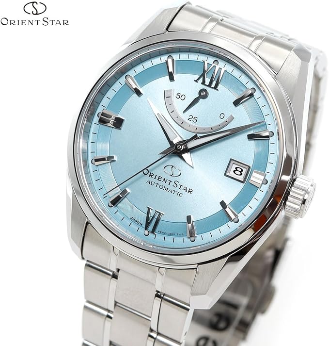 ORIENT STAR MECHANICAL AUTOMATIC SILVER & ICE BLUE MEN WATCH RK-AU0109L