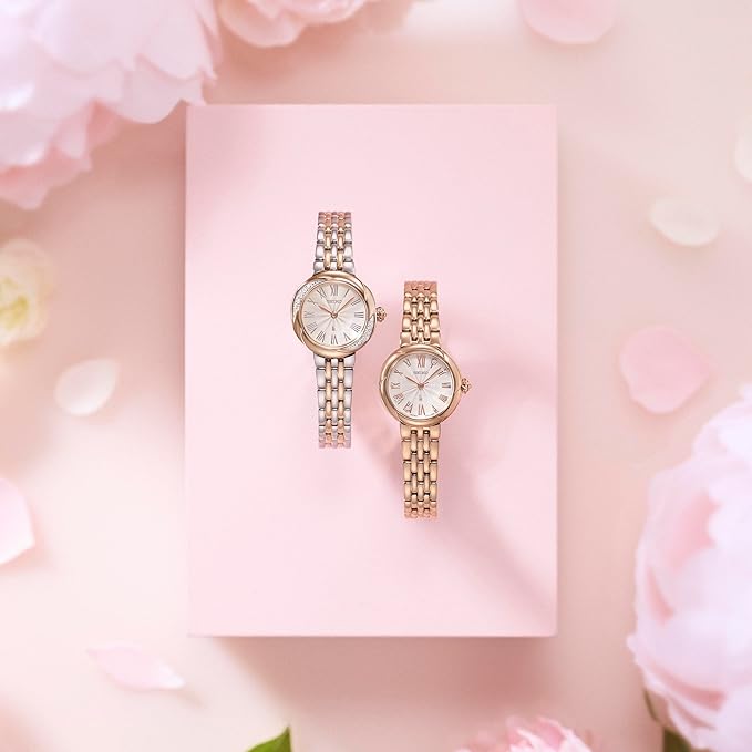 SEIKO LUKIA GROW LAB-GROWN DIAMONDS SILVER & PINK GOLD WOMEN WATCH SSWA002