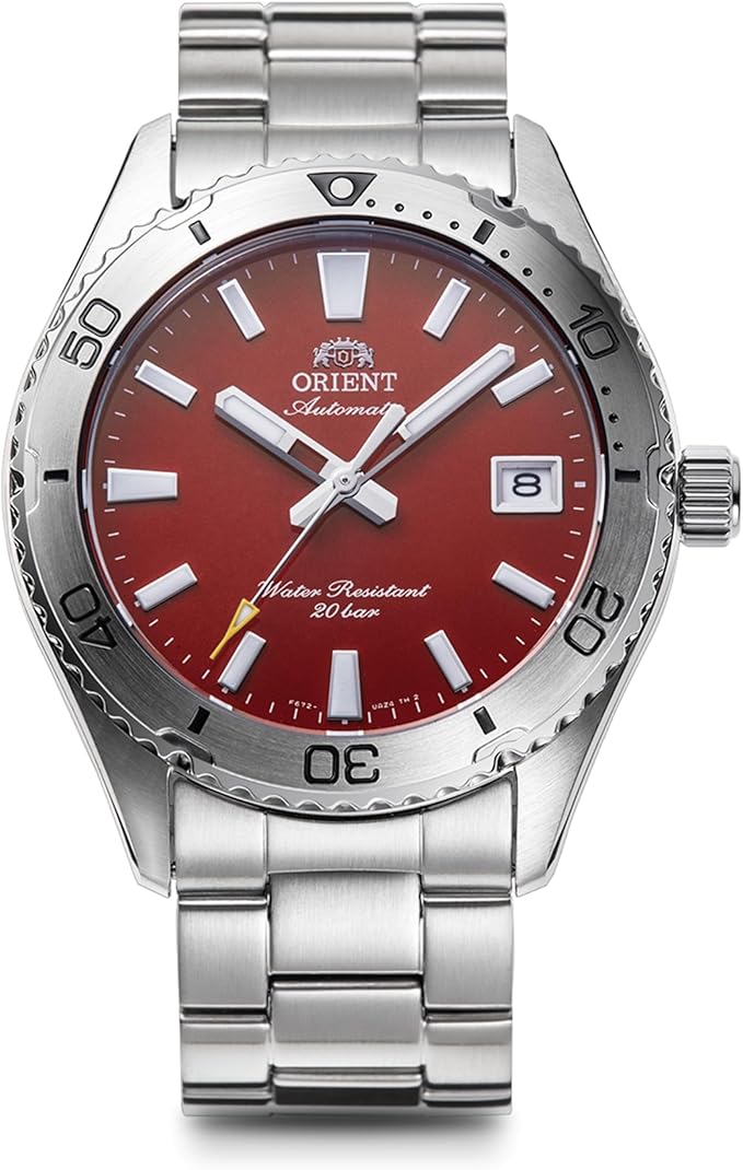 ORIENT MAKO 40 AUTOMATIC DIVER SILVER & RED MEN WATCH RN-AC0Q09R