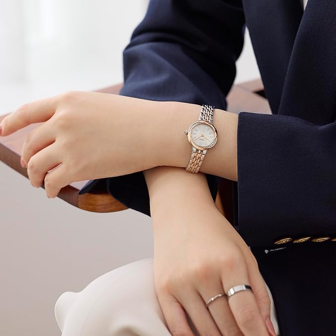 SEIKO LUKIA GROW LAB-GROWN DIAMONDS SILVER & PINK GOLD WOMEN WATCH SSWA002