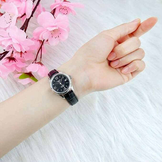 TISSOT LE LOCLE AUTOMATIC LADY BLACK LEATHER STRAP 25 MM WOMEN WATCH T ...