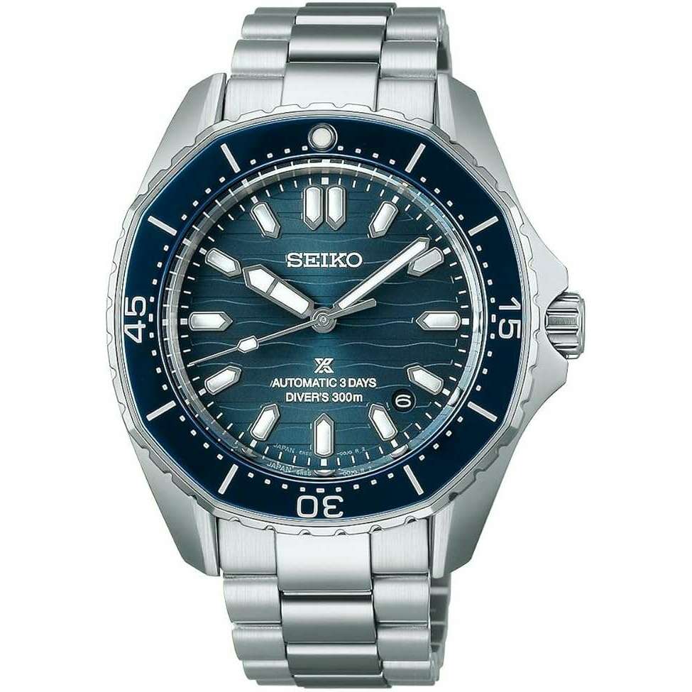 SEIKO PROSPEX DIVER SCUBA MECHANICAL AUTOMATIC SILVER & BLUE MEN WATCH SBDC203