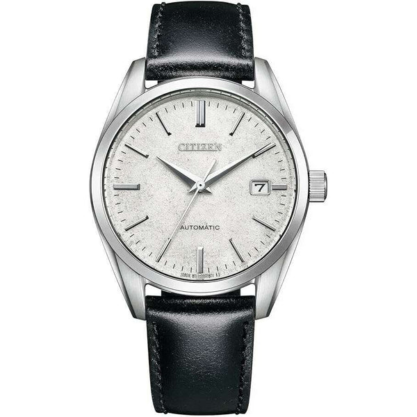 CITIZEN COLLECTION MECHANICAL SILVER FOIL LACQUER DIAL BLACK STRAP