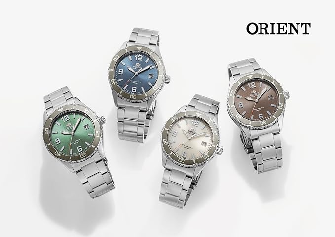 ORIENT MAKO SOLAR POWERED SILVER & GREEN MEN WATCH RN-WJ0001E