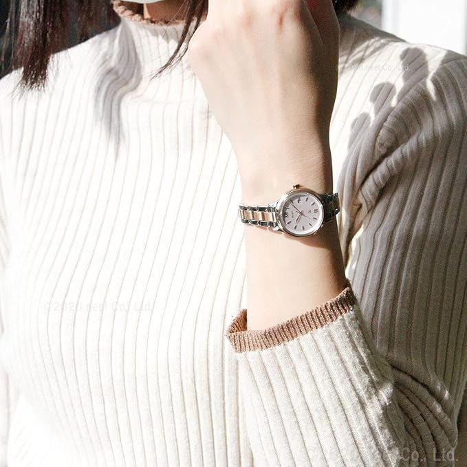 ORIENT IO SOLAR SILVER & GOLD WHITE PEARL WOMEN WATCH RN-WG0415A