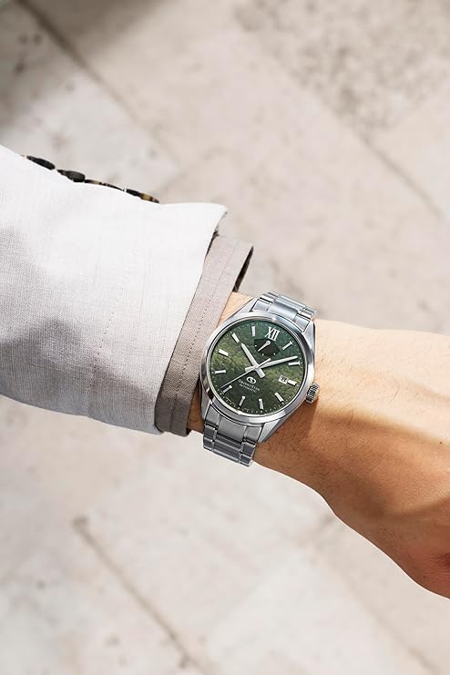 ORIENT STAR M34 F8 MECHANICAL AUTOMATIC SILVER & GREEN MEN WATCH RK-BX0005E