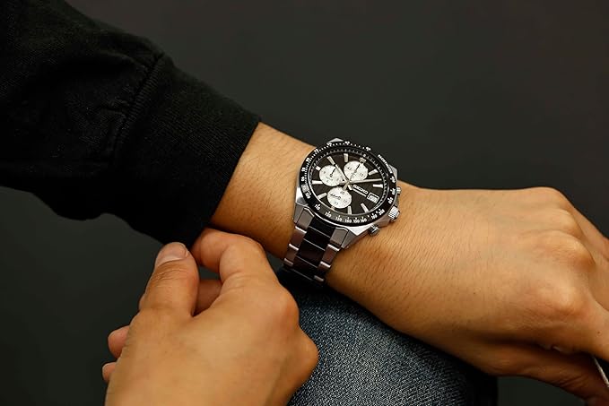 SEIKO SELECTION S SERIES CHRONOGRAPH SILVER & BLACK MEN WATCH SBTR043