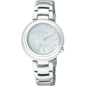 ROOK JAPAN:CITIZEN ECO-DRIVE SOLAR ANALOG SILVER STRAP PEARL COLORED DIAL LADIES WATCH EM0338-88D,JDM Watch,The Citizen