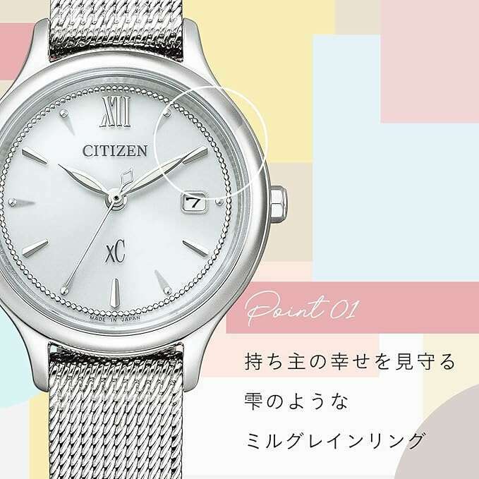 ROOK JAPAN:CITIZEN XC ECO-DRIVE MESH BELT SILVER STRAP WHITE DIAL LADIES WATCH EW2631-55A,JDM Watch,Citizen xC