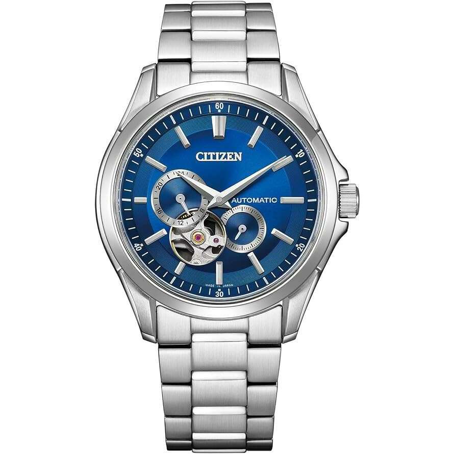 ROOK JAPAN:CITIZEN COLLECTION MECHANICAL AUTOMATIC OPEN HEART SILVER & BLUE MEN WATCH NP1010-78L,JDM Watch,Citizen Collection