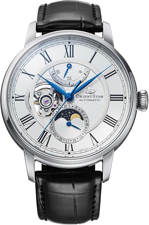 ORIENT STAR MOON PHASE AUTOMATIC INTERCHANGEABLE STRAP M45 F7 MEN WATCH RK-BT0001S