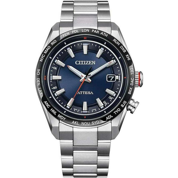 CITIZEN ATTESA ECO DRIVE RADIO SOLAR NAVY & SILVER MEN WATCH CB0287-68 ...