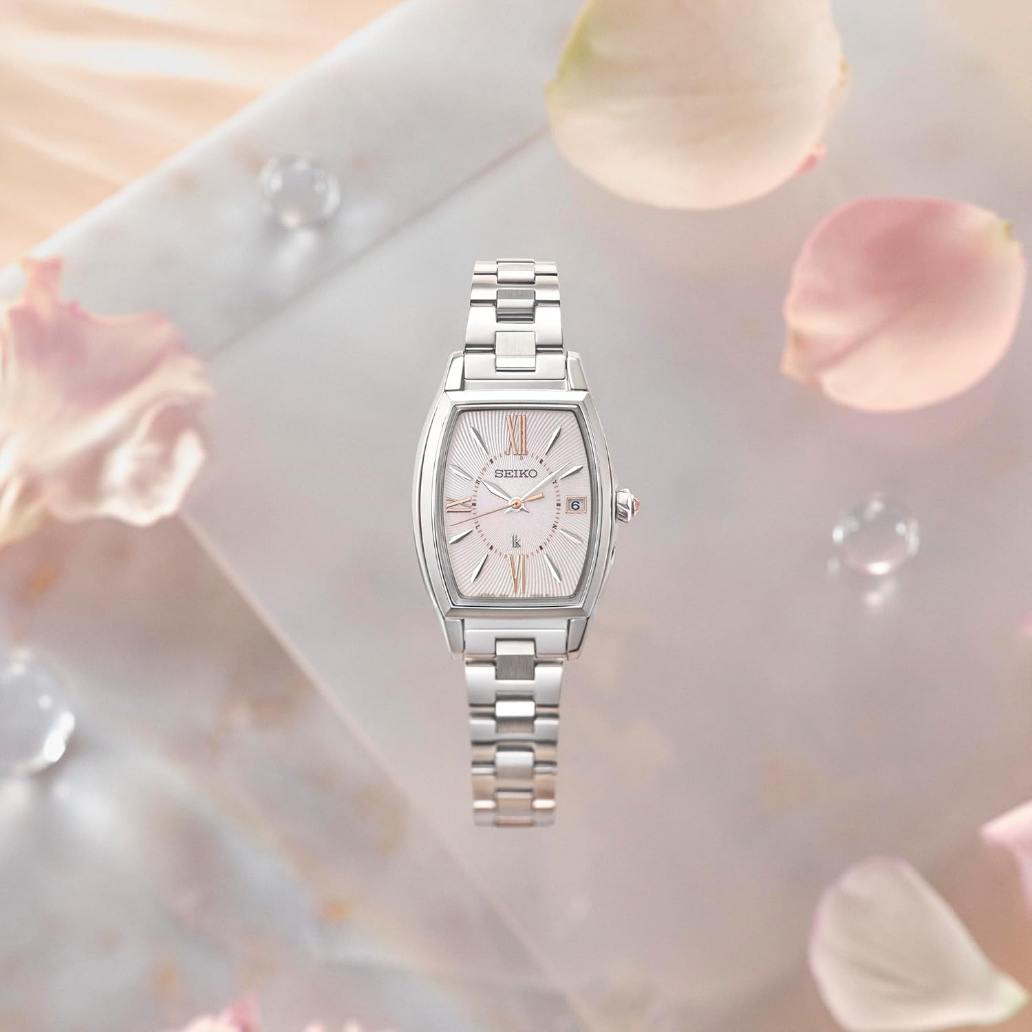 SEIKO LUKIA GROW SOLAR RADIO WAVE SILVER & PEONY PINK WOMEN WATCH SSVW229