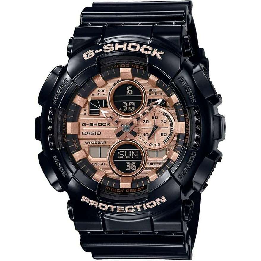 ROOK JAPAN:CASIO G-SHOCK GARISH COLOR SERIES BLACK & PINK GOLD MEN WATCH GA-140GB-1A2JF,JDM Watch,Casio G-Shock
