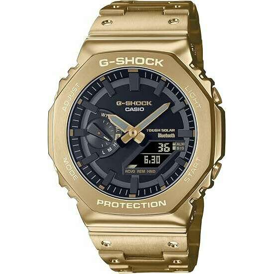 CASIO G-SHOCK BLUETOOTH FULL METAL SOLAR GOLD & BLACK MEN WATCH GM 
