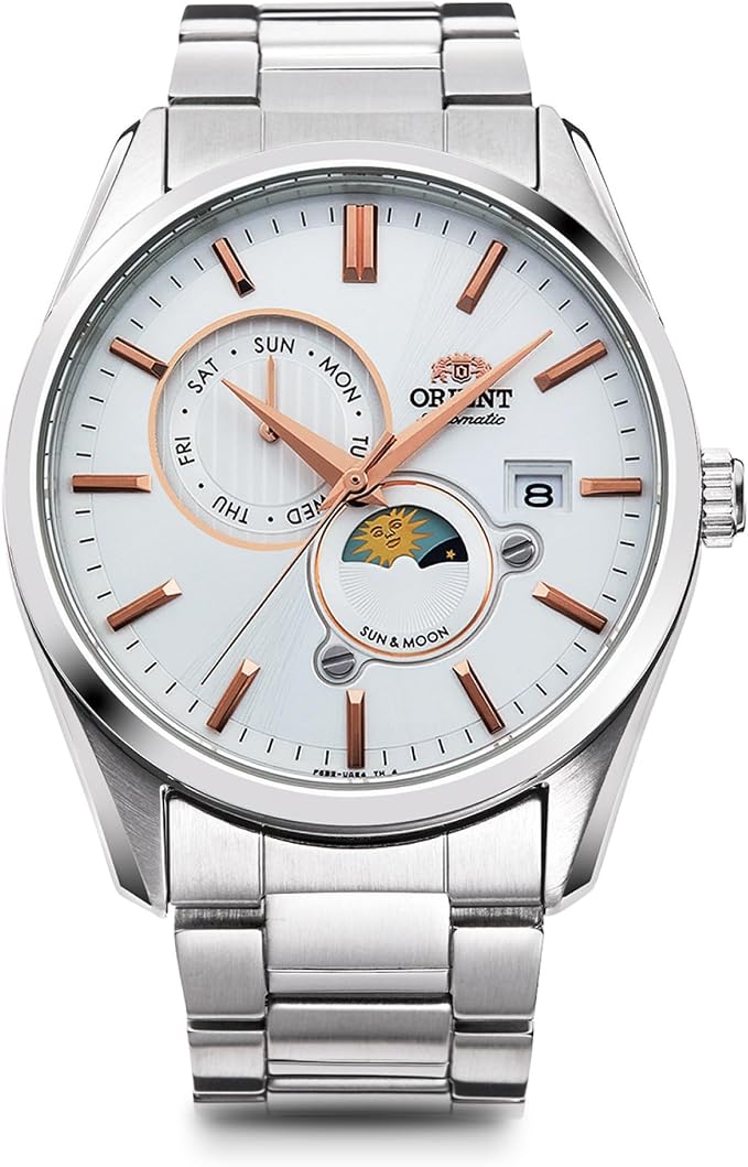 ORIENT SUN&MOON AUTOMATIC CONTEMPORARY WHITE SILVER MEN WATCH RN-AK0301S
