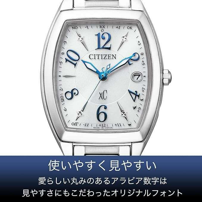 ROOK JAPAN:CITIZEN XC HAPPY FLIGHT SERIES ECO-DRIVE RADIO SOLAR TONNEAU SHAPED SILVER WATCH ES9391-54A,JDM Watch,Citizen xC