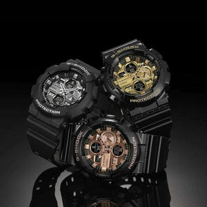 ROOK JAPAN:CASIO G-SHOCK GARISH COLOR SERIES BLACK & PINK GOLD MEN WATCH GA-140GB-1A2JF,JDM Watch,Casio G-Shock