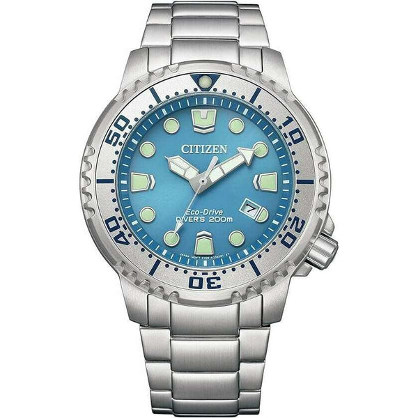 CITIZEN PROMASTER ECO DRIVE DIVER ICE BLUE & SILVER MEN WATCH