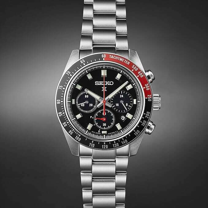 ROOK JAPAN:SEIKO PROSPEX SPEEDTIMER SOLAR CHRONOGRAPH LARGE SILVER, BLACK & RED MEN WATCH SBDL099,JDM Watch,Seiko Prospex