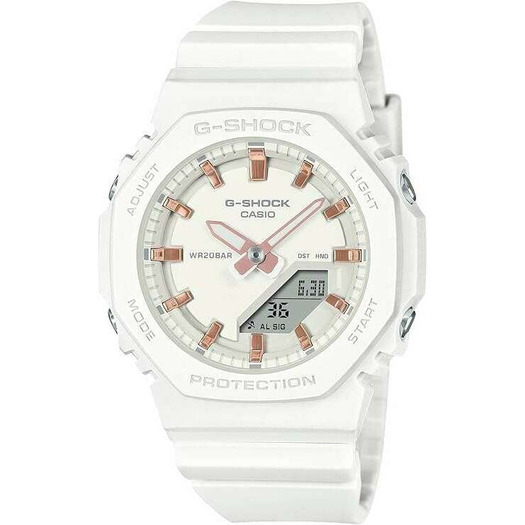 CASIO G-SHOCK WHITE & PINK GOLD ANALOG DIGITAL LADIES WATCH GMA