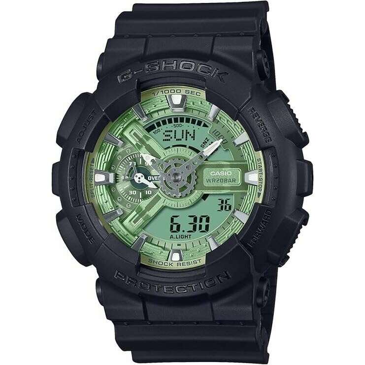 ROOK JAPAN:CASIO G-SHOCK METALLIC COLOR DIAL SERIES BLACK & SAGE GREEN MEN WATCH GA-110CD-1A3JF,JDM Watch,Casio G-Shock