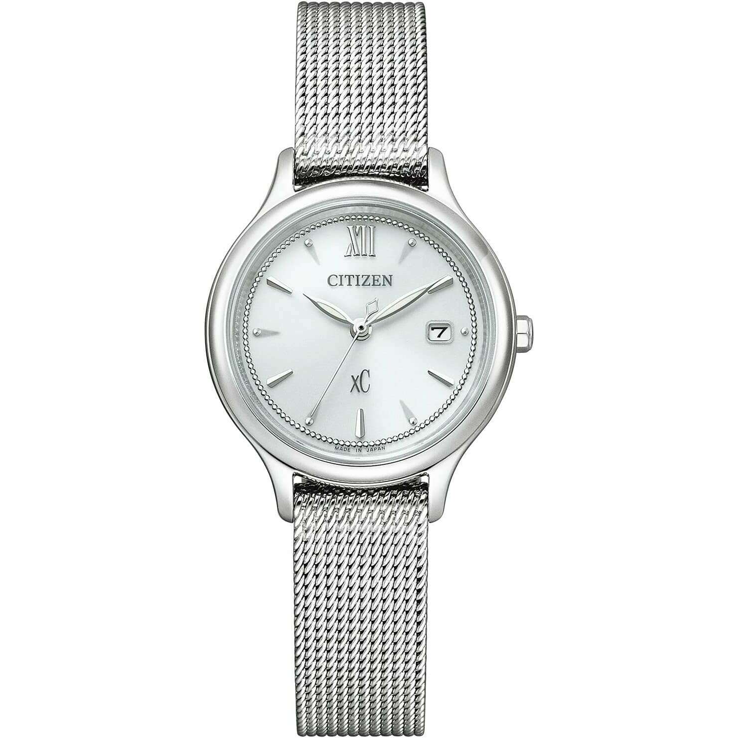 ROOK JAPAN:CITIZEN XC ECO-DRIVE MESH BELT SILVER STRAP WHITE DIAL LADIES WATCH EW2631-55A,JDM Watch,Citizen xC