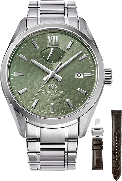 ORIENT STAR M34 F8 MECHANICAL AUTOMATIC SILVER & GREEN MEN WATCH RK-BX0005E