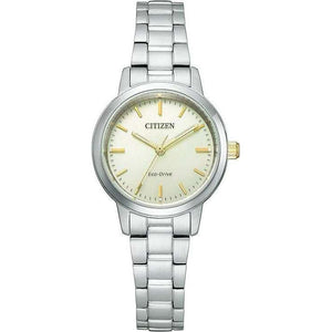 ROOK JAPAN:CITIZEN ECO-DRIVE ANALOG SILVER STRAP GOLDEN HANDS LADIES WATCH EM0930-58P,JDM Watch,The Citizen