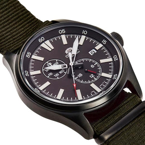 ORIENT FIELD AUTOMATIC KHAKI NYLON STRAP DARK GREY MEN WATCH RN-AK0403N