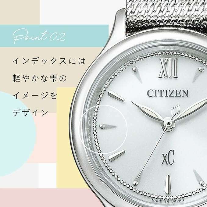 ROOK JAPAN:CITIZEN XC ECO-DRIVE MESH BELT SILVER STRAP WHITE DIAL LADIES WATCH EW2631-55A,JDM Watch,Citizen xC