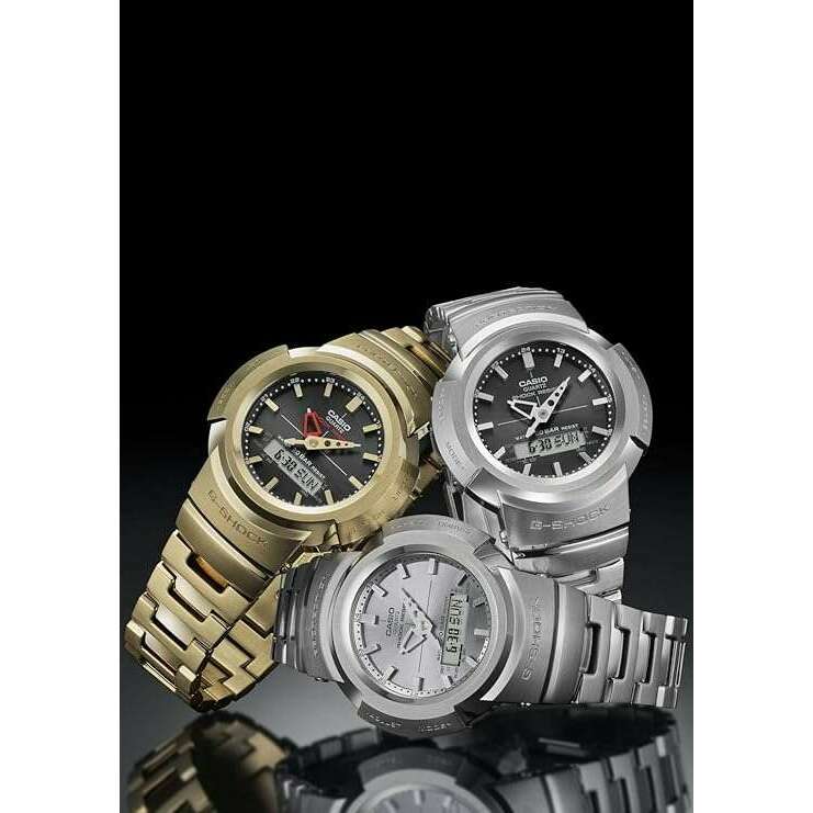 ROOK JAPAN:CASIO G-SHOCK FULL METAL RADIO SOLAR SILVER ANALOG DIGITAL MEN WATCH AWM-500D-1A8JF,JDM Watch,Casio G-Shock