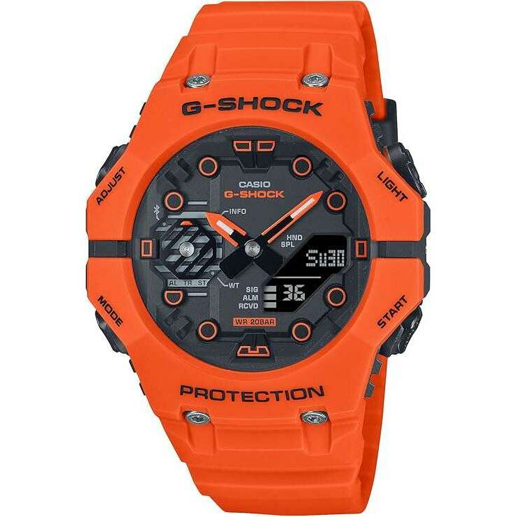 CASIO G-SHOCK BLUETOOTH DAY-DATE ANALOG DIGITAL DIAL ORANGE STRAP 
