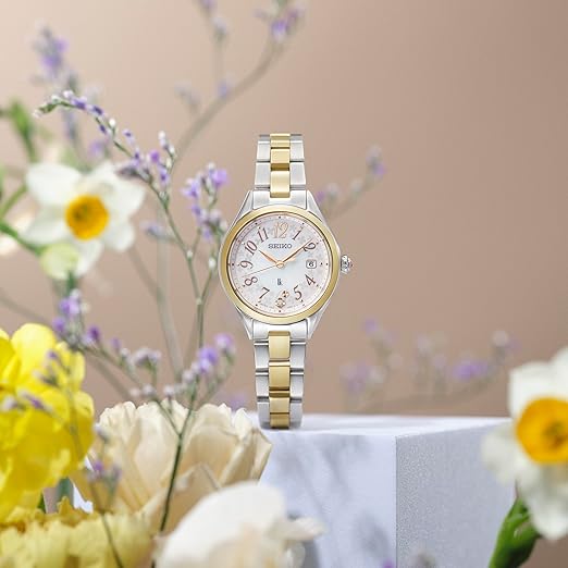 SEIKO LUKIA GROW SOLAR RADIO 2025 SS MAIN SERIES SILVER & GOLD WOMEN WATCH SSQW092