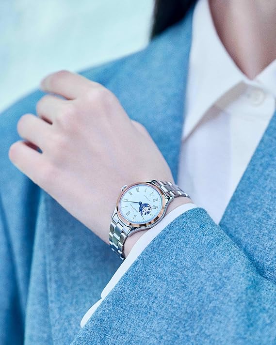 ORIENT STAR CLASSIC SEMI-SKELETON SILVER & SKY BLUE WOMEN WATCH (LIMITED 180) RK-ND0020L