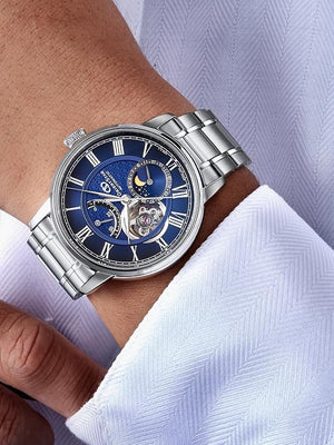 ORIENT STAR MOON PHASE AUTOMATIC MECHANICAL M45 F7 NAVY BLUE MEN WATCH RK-BT0002L