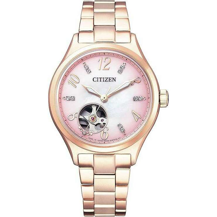 ROOK JAPAN:CITIZEN COLLECTION OPEN HEART SEE-THROUGH BACK PINK LADIES WATCH PC1005-87X,JDM Watch,Citizen Collection