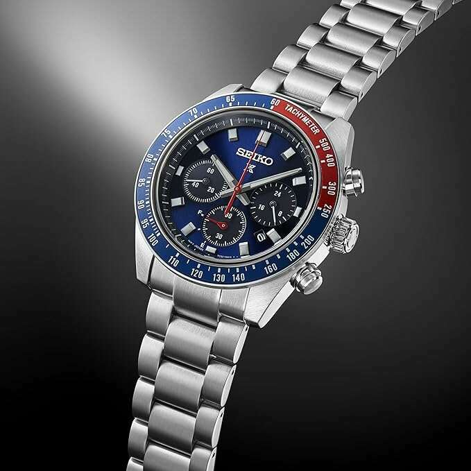 ROOK JAPAN:SEIKO PROSPEX SPEEDTIMER SOLAR CHRONOGRAPH LARGE SILVER, BLUE & RED MEN WATCH SBDL097,JDM Watch,Seiko Prospex