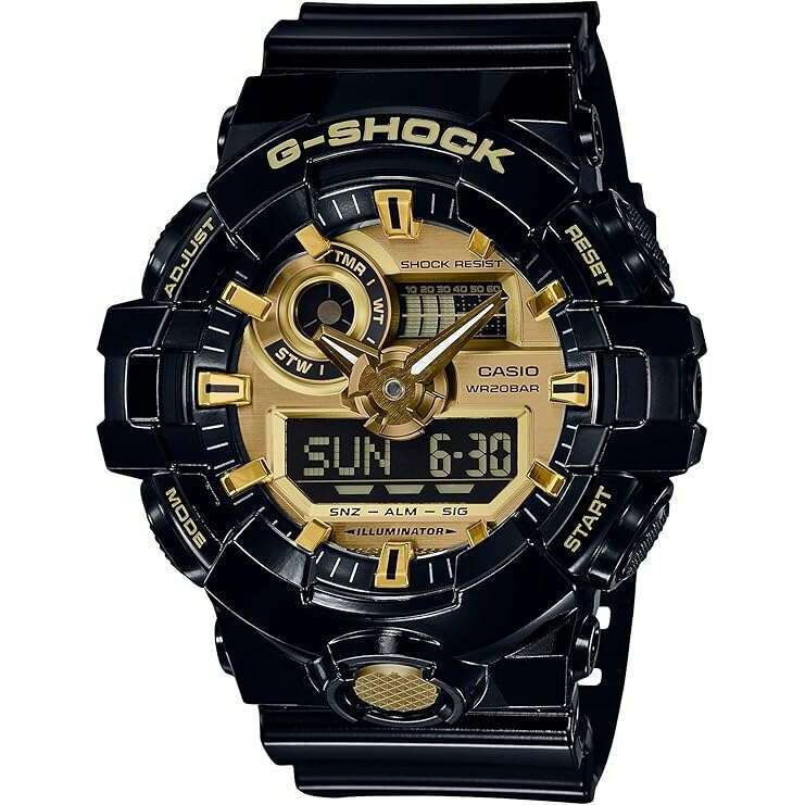 ROOK JAPAN:CASIO G-SHOCK BLACK RUBBER STRAP ANALOG DIGITAL GOLD DIAL MEN WATCH GA-710GB-1AJF,JDM Watch,Casio G-Shock