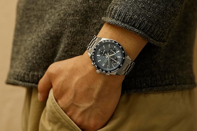 SEIKO SELECTION S SERIES CHRONOGRAPH SILVER & BLUE GREY MEN WATCH SBTR041