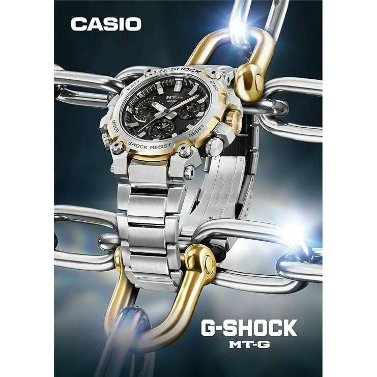 ROOK JAPAN:CASIO G-SHOCK MT-G BLUETOOTH RADIO SOLAR SILVER & GOLD MEN WATCH MTG-B3000D-1A9JF,JDM Watch,Casio G-Shock