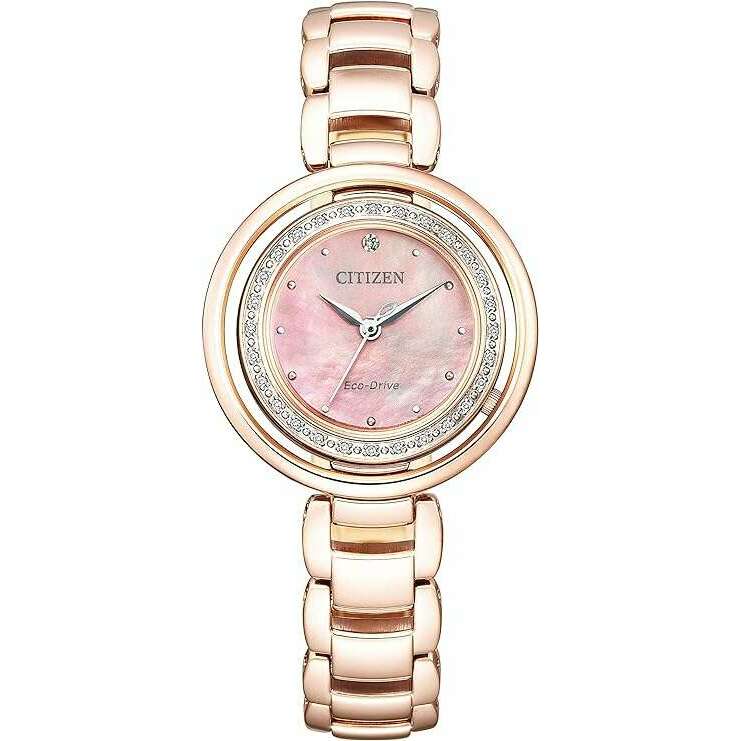 ROOK JAPAN:CITIZEN ECO-DRIVE ANALOG GOLDEN & PEARL STRAP SAKURA PINK DIAL LADIES WATCH EM0904-58W,JDM Watch,The Citizen