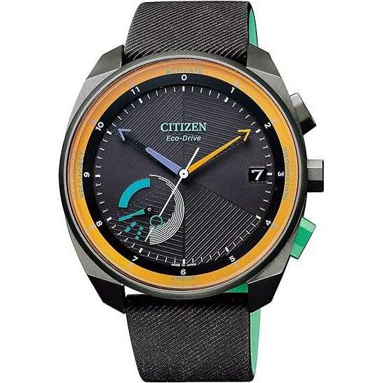 CITIZEN ECO DRIVE RIIIVER SOLAR ANALOG BLACK DIAL RUBBER STRAP MEN